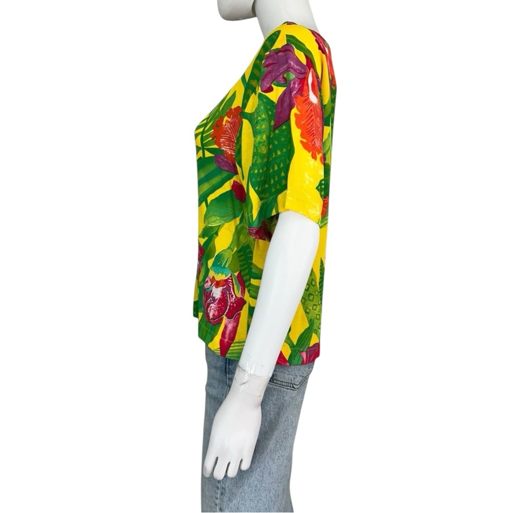 Vintge Karen Kane Tropical Floral Print Top Size 4 B0080 - Picture 2 of 10
